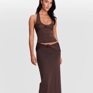 SET Elegant Brown Maxi Dress